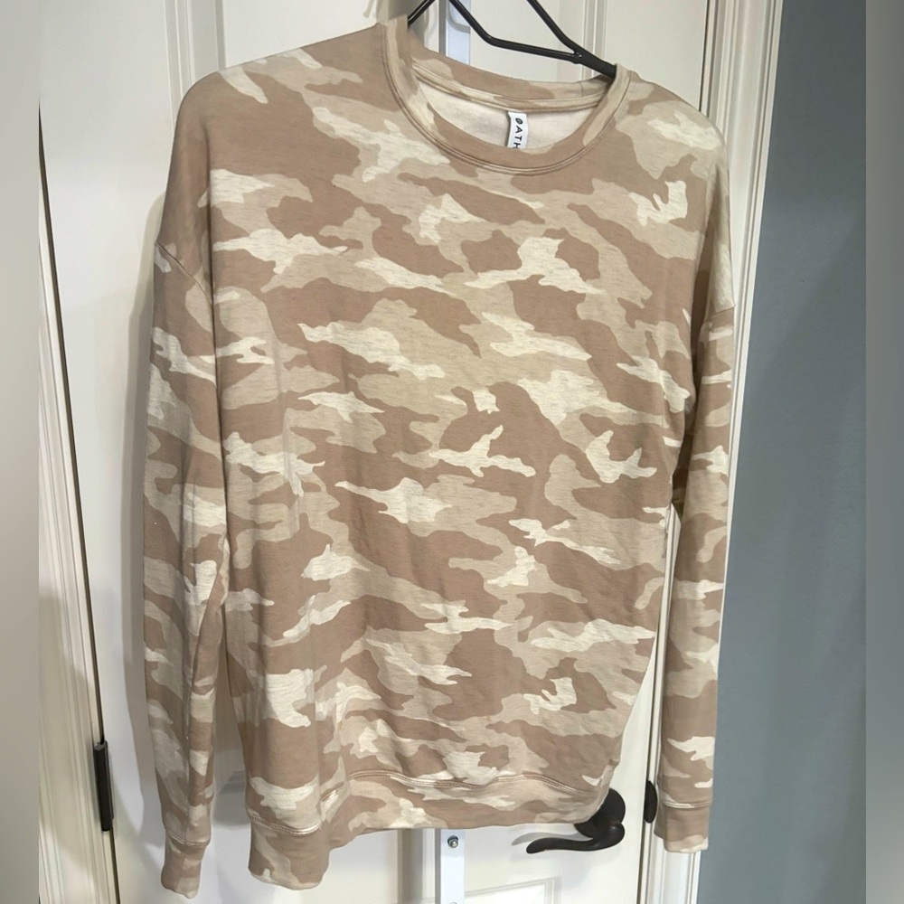 ATHLETA Women’s Luxe Oatmeal Camoflauge Sweatshirt Size XS